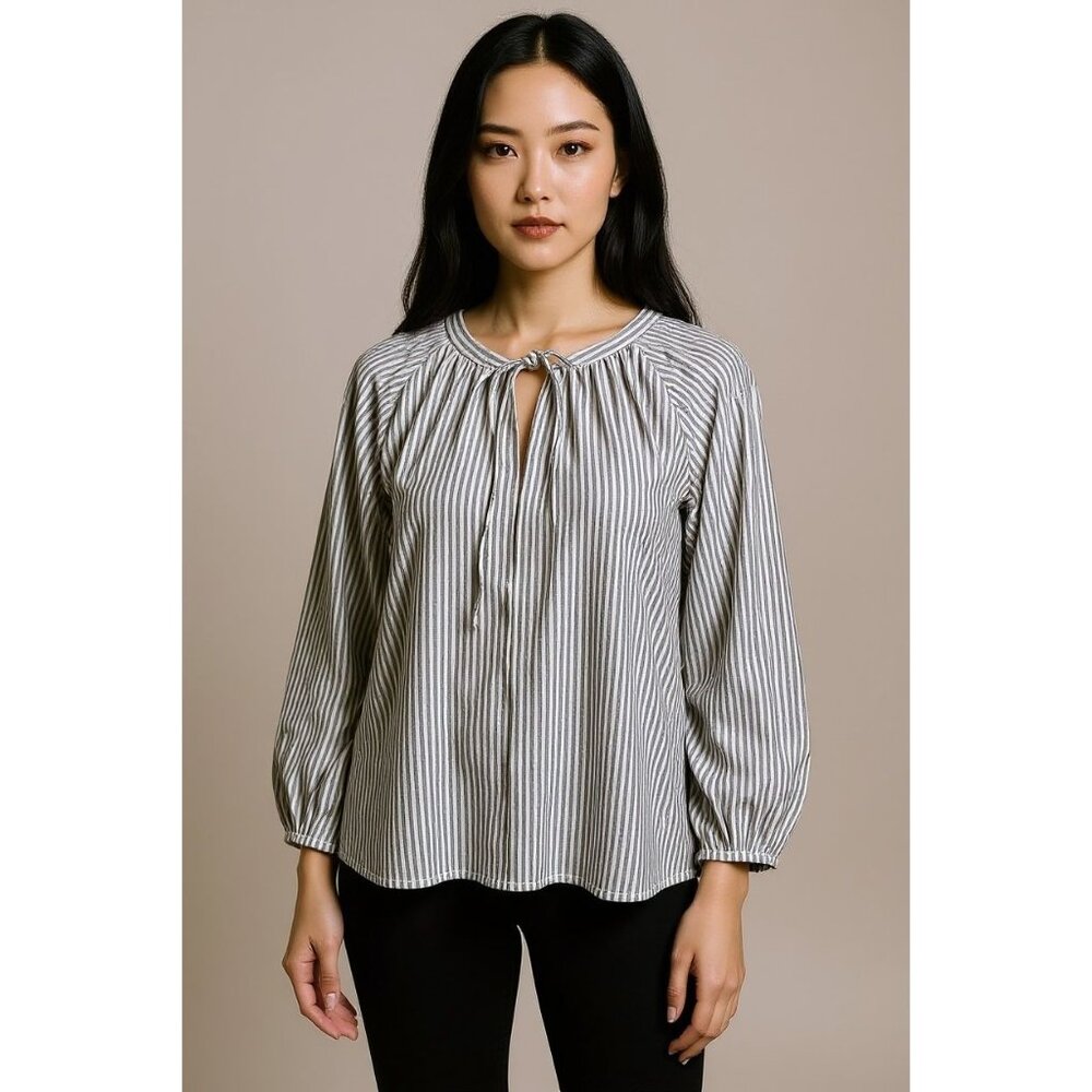 NEW A New Day Top Women’s XL Blue White Striped 3/4 Sleeves Blouse Flowy Casual